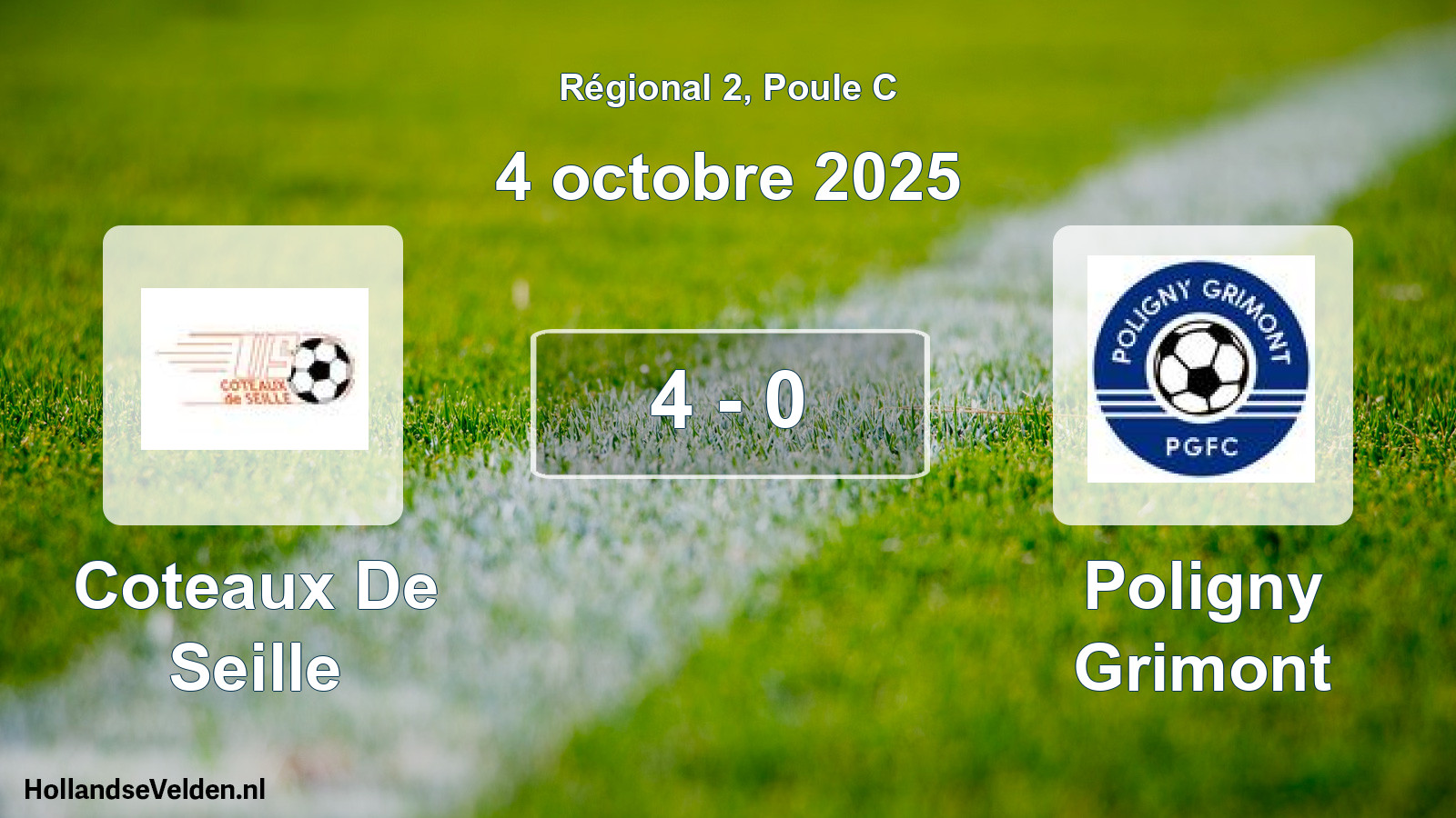Gespeelde wedstrijd: Coteaux De Seille - Poligny Grimont 4 - 0 (4 octobre 2025)