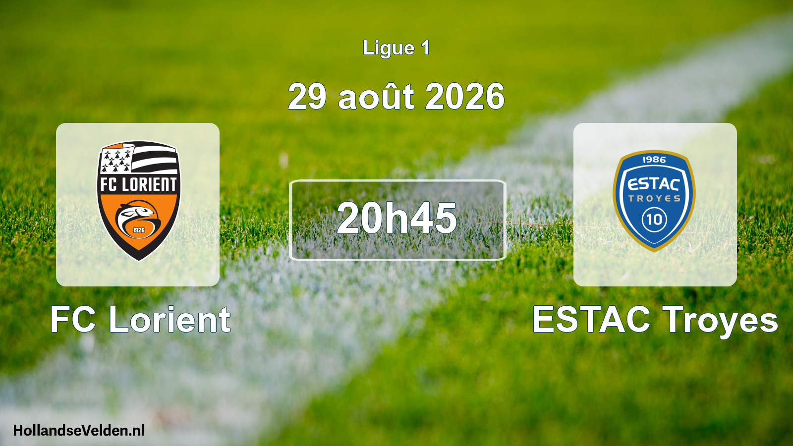 Match programmé: FC Lorient - ESTAC Troyes (29 août 2026)