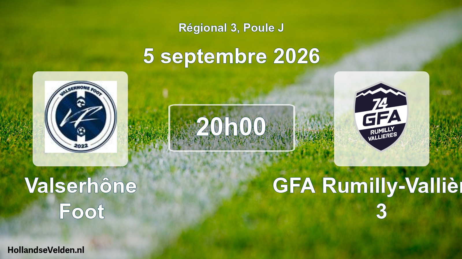 Match programmé: Valserhône Foot - GFA Rumilly-Vallières 3 (5 septembre 2026)