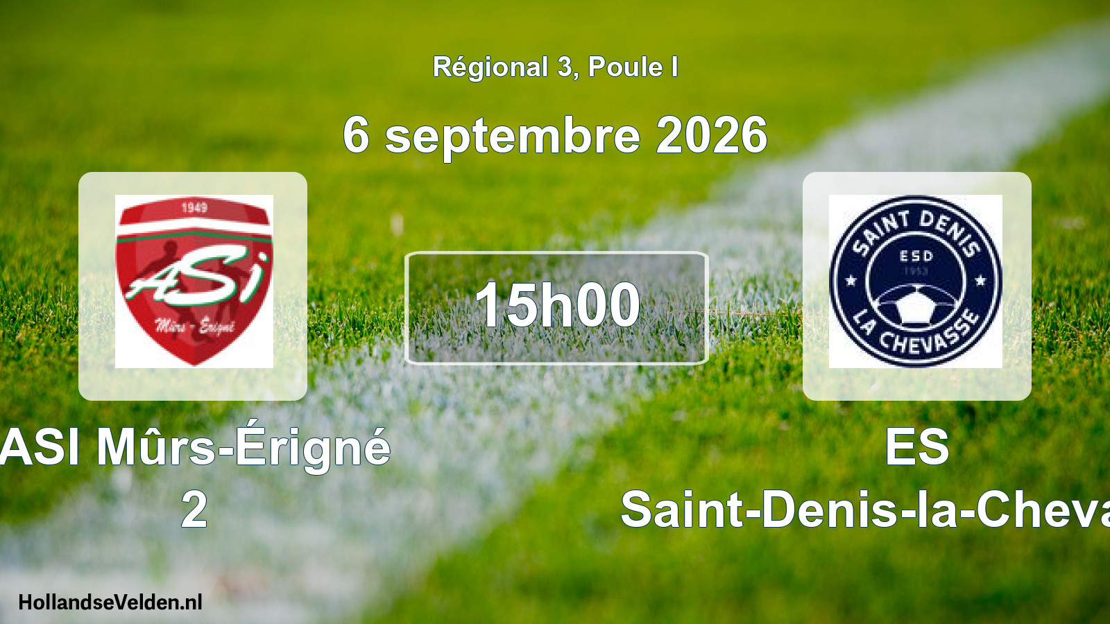 Scheduled Match: ASI Mûrs-Érigné 2 - ES Saint-Denis-la-Chevasse (6 September 2026)