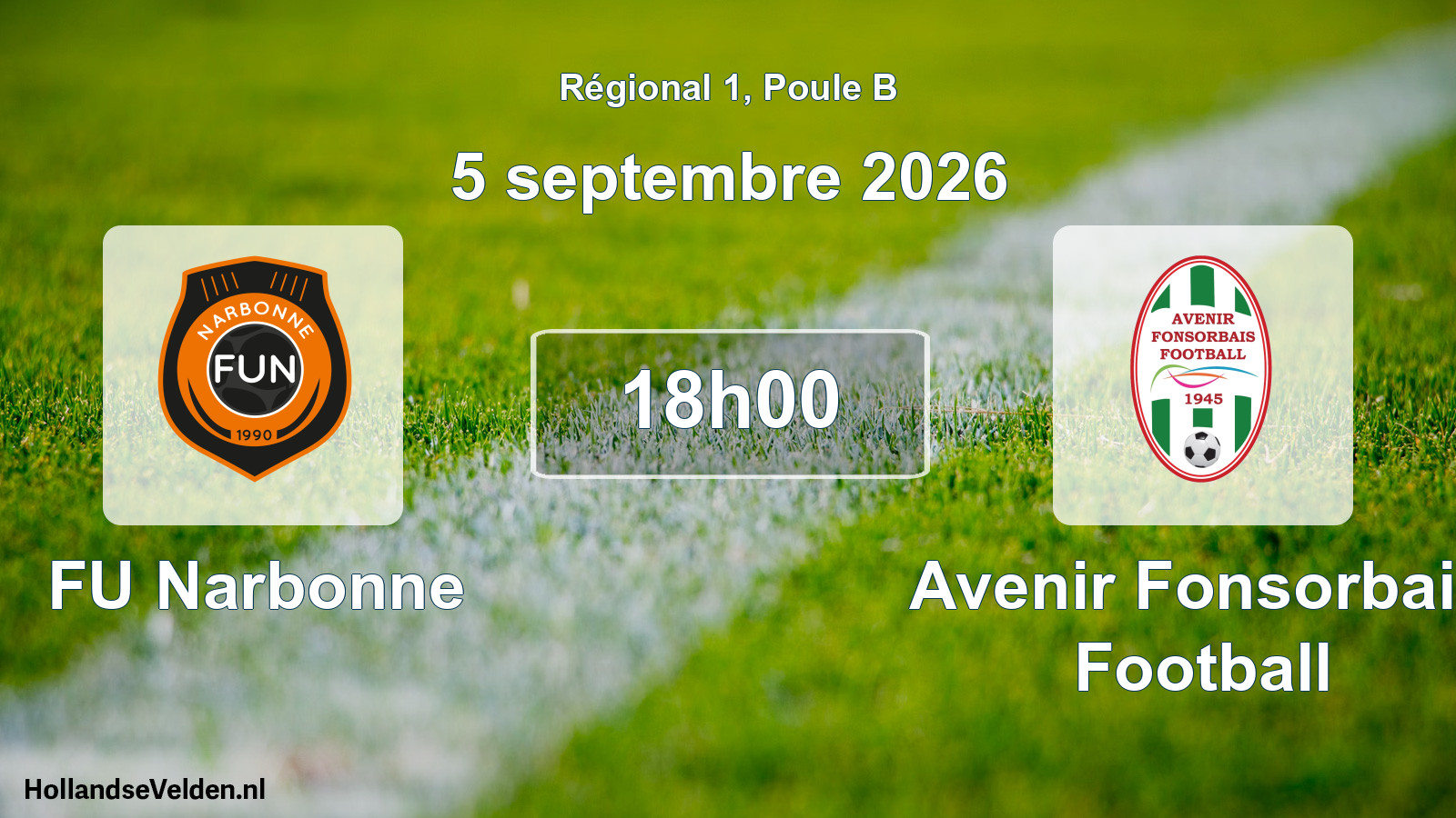 Match programmé: FU Narbonne - Avenir Fonsorbais Football (5 septembre 2026)