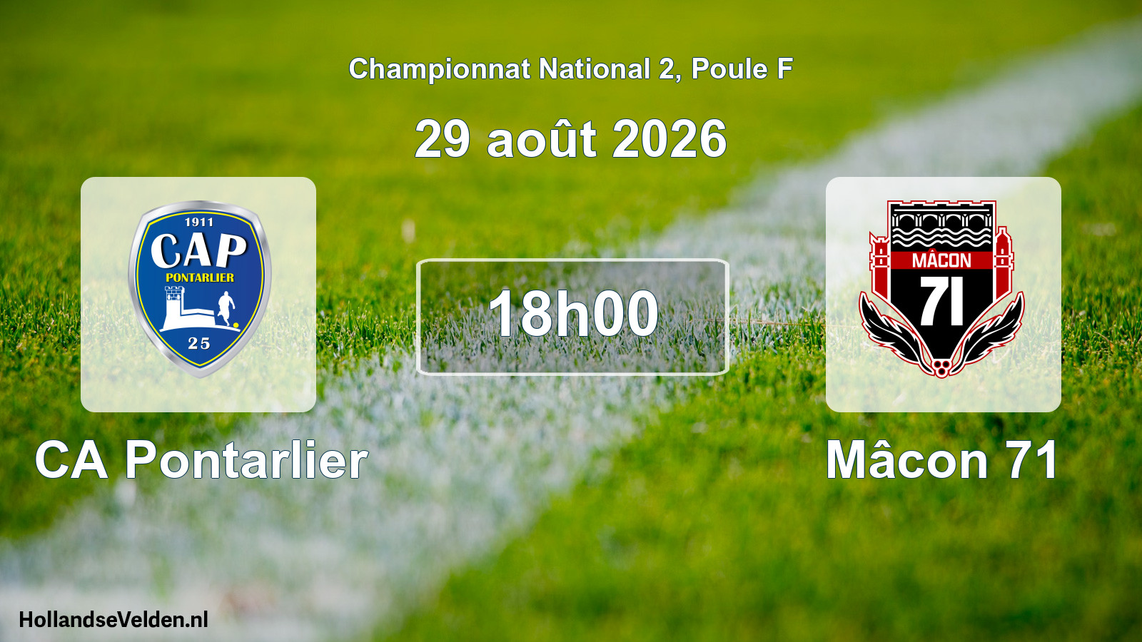 Scheduled Match: CA Pontarlier - Mâcon 71 (29 August 2026)