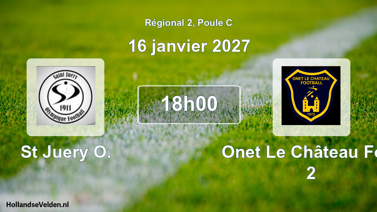 Match programmé: St Juery O. - Onet Le Château Foot 2 (16 janvier 2027)