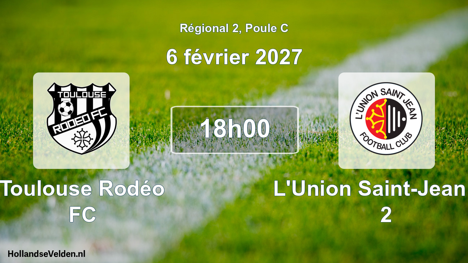 Match programmé: Toulouse Rodéo FC - L'Union Saint-Jean FC 2 (6 février 2027)
