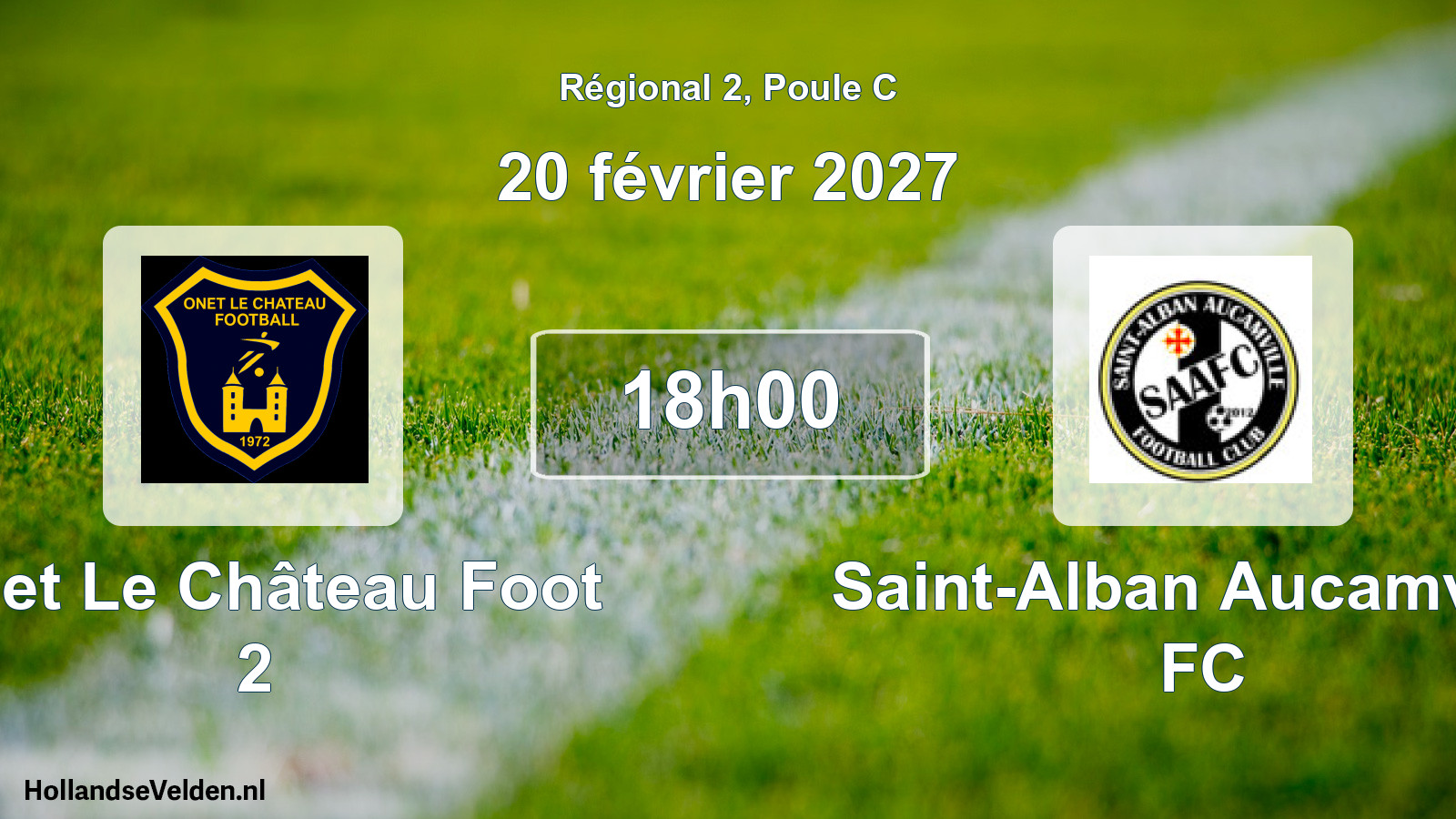 Match programmé: Onet Le Château Foot 2 - Saint-Alban Aucamville FC (20 février 2027)