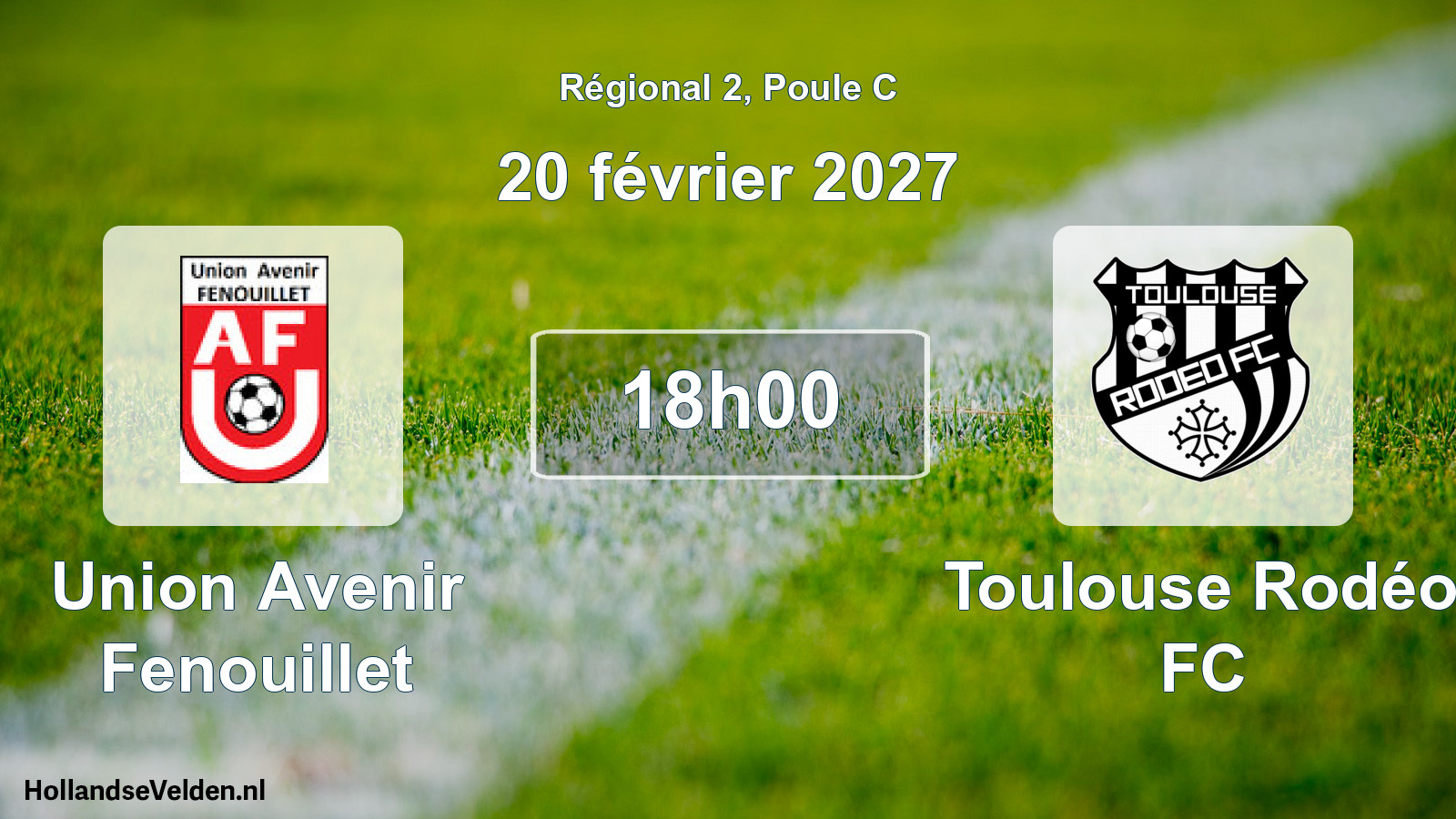 Match programmé: Union Avenir Fenouillet - Toulouse Rodéo FC (20 février 2027)