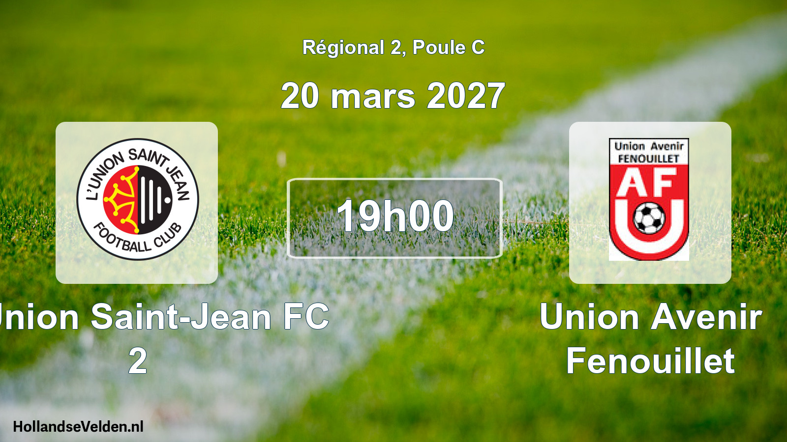 Match programmé: L'Union Saint-Jean FC 2 - Union Avenir Fenouillet (20 mars 2027)