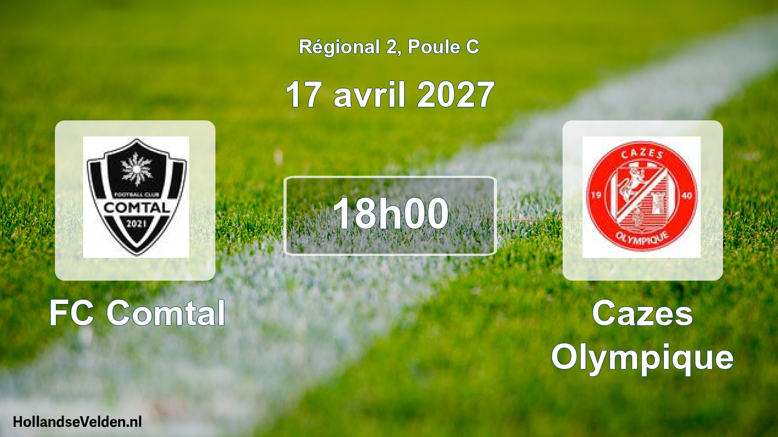 Match programmé: FC Comtal - Cazes Olympique (17 avril 2027)