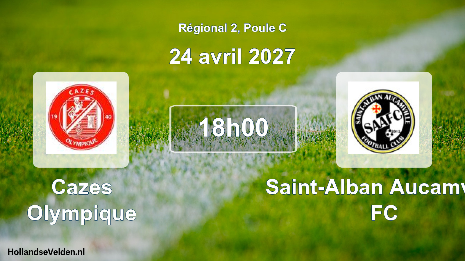 Match programmé: Cazes Olympique - Saint-Alban Aucamville FC (24 avril 2027)