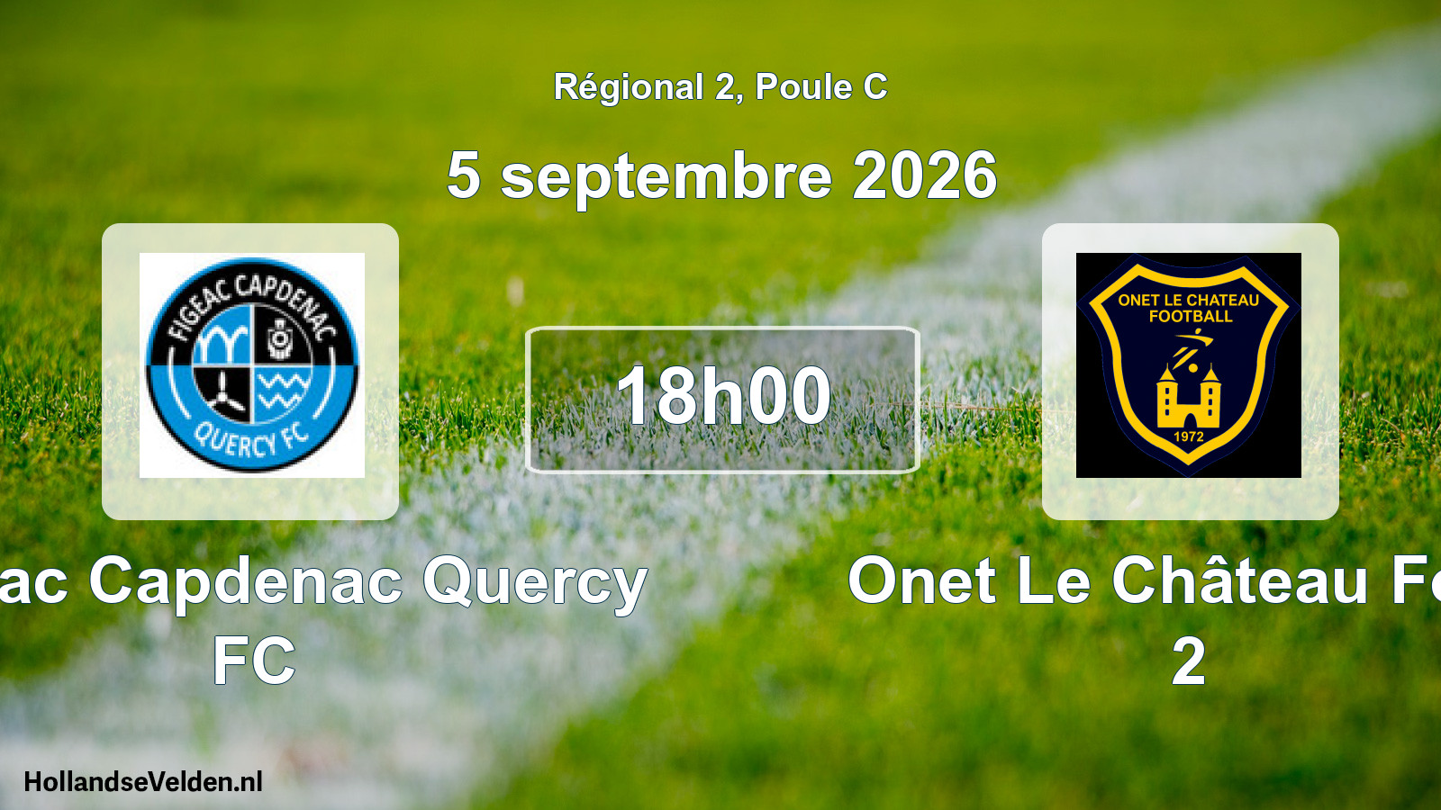 Match programmé: Figeac Capdenac Quercy FC - Onet Le Château Foot 2 (5 septembre 2026)
