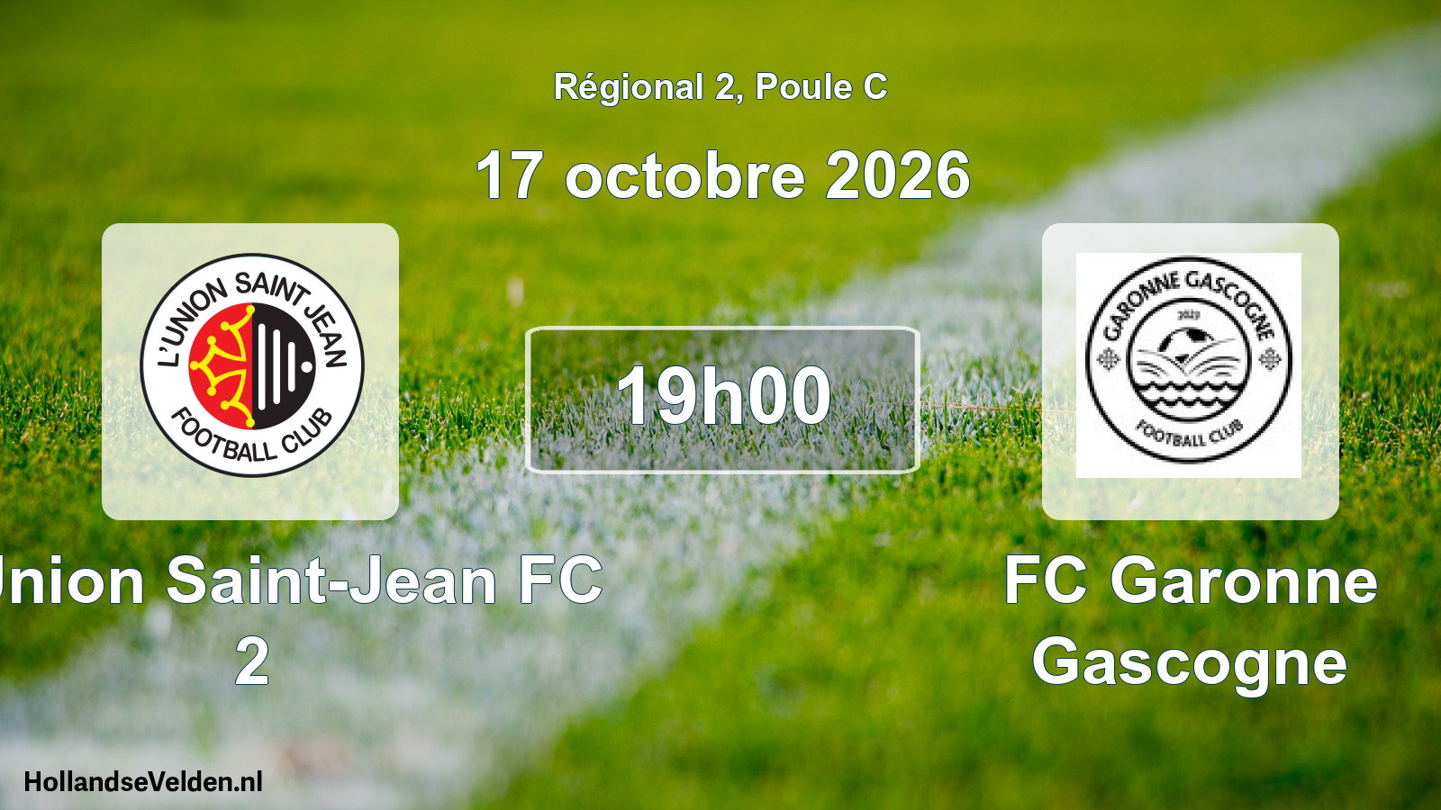 Match programmé: L'Union Saint-Jean FC 2 - FC Garonne Gascogne (17 octobre 2026)