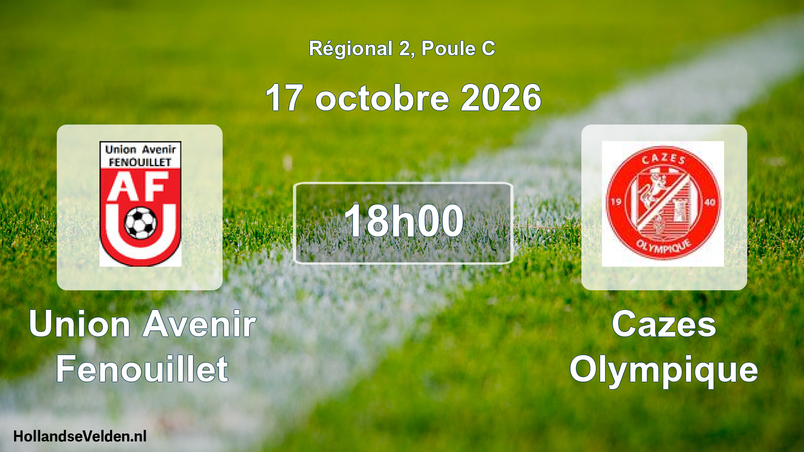 Match programmé: Union Avenir Fenouillet - Cazes Olympique (17 octobre 2026)