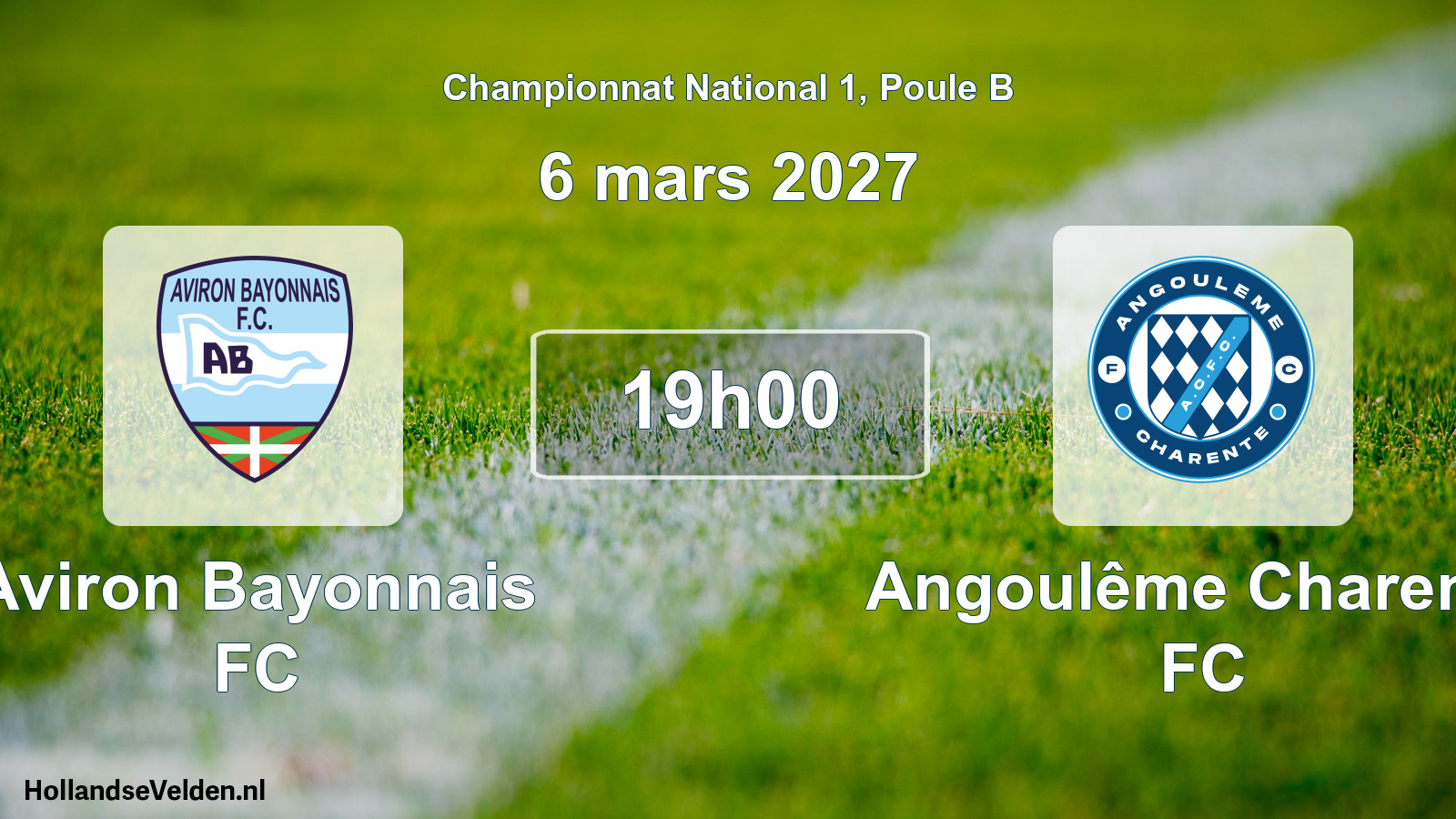 Match programmé: Aviron Bayonnais FC - Angoulême Charente FC (6 mars 2027)