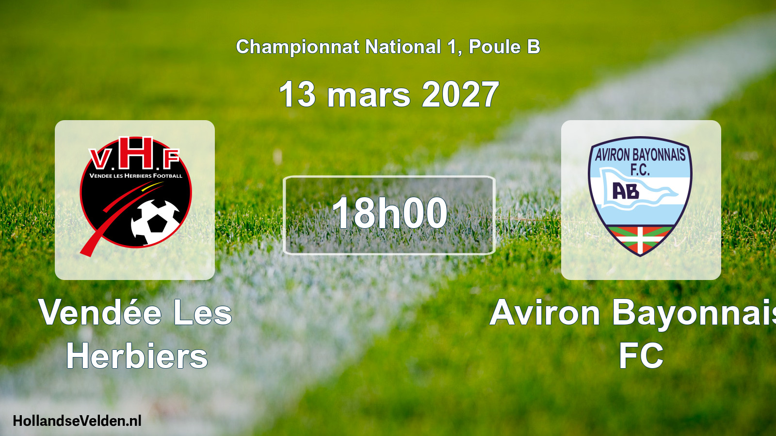 Match programmé: Vendée Les Herbiers - Aviron Bayonnais FC (13 mars 2027)