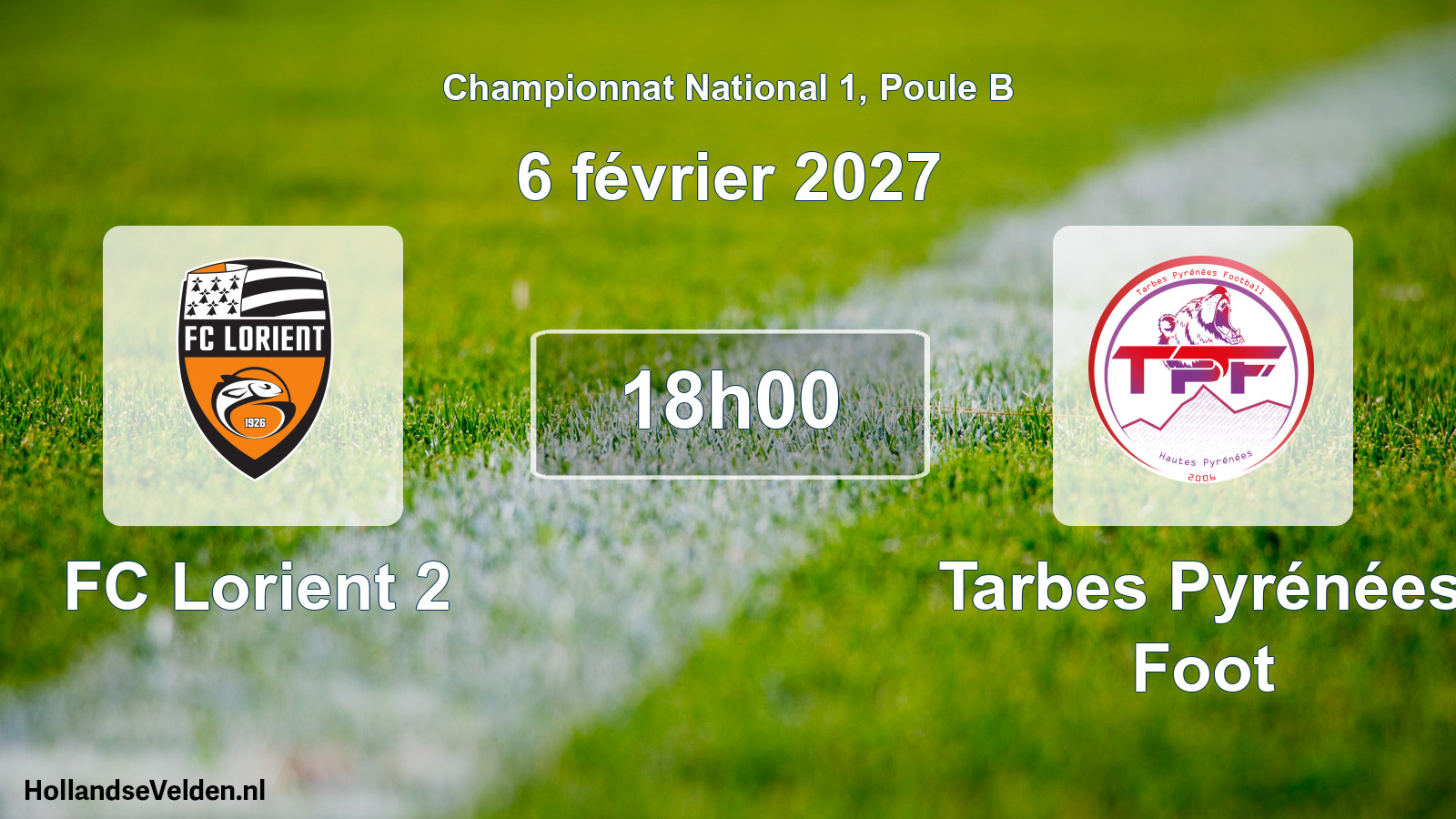 Match programmé: FC Lorient 2 - Tarbes Pyrénées Foot (6 février 2027)