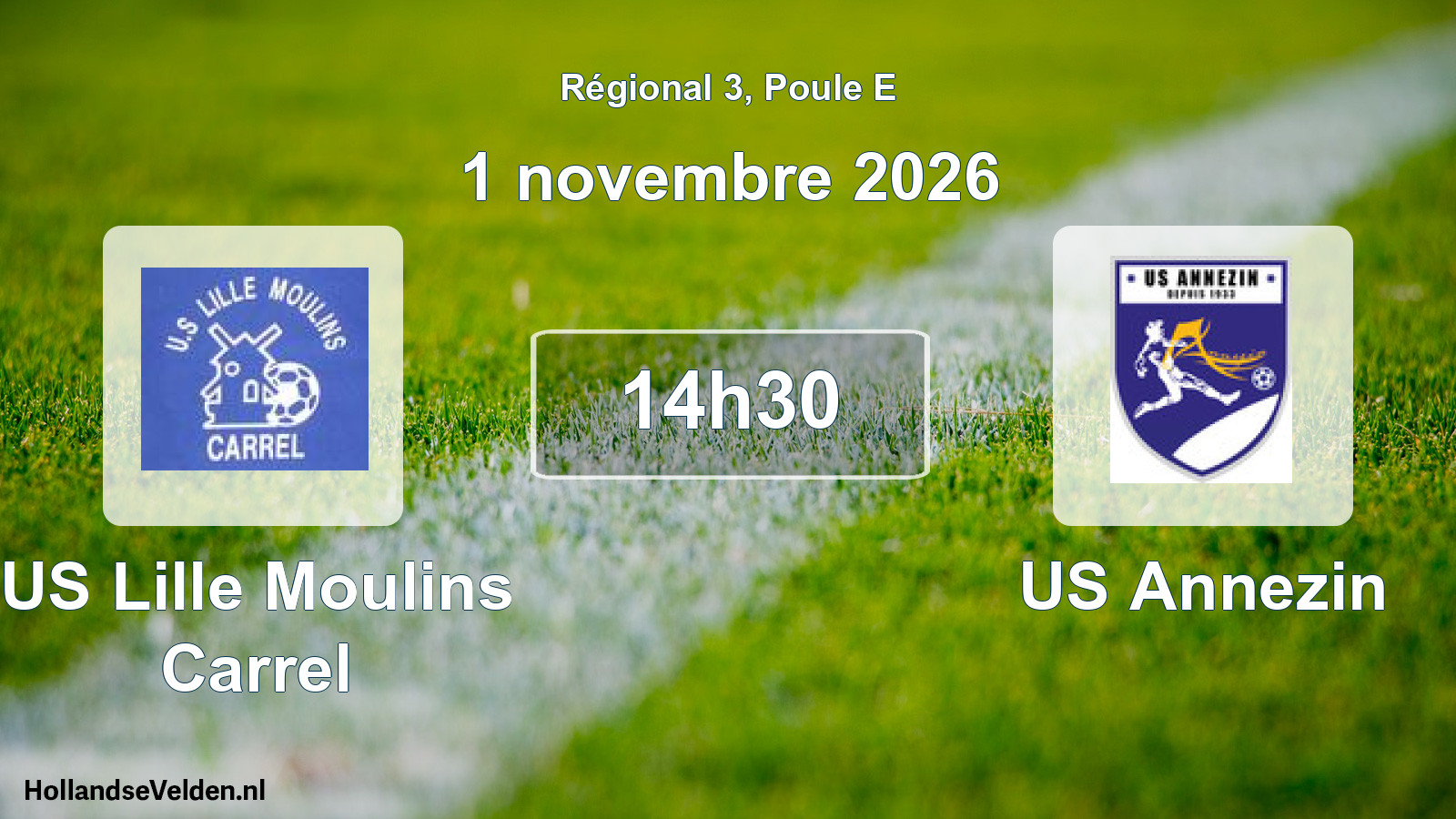 Match programmé: US Lille Moulins Carrel - US Annezin (1 novembre 2026)