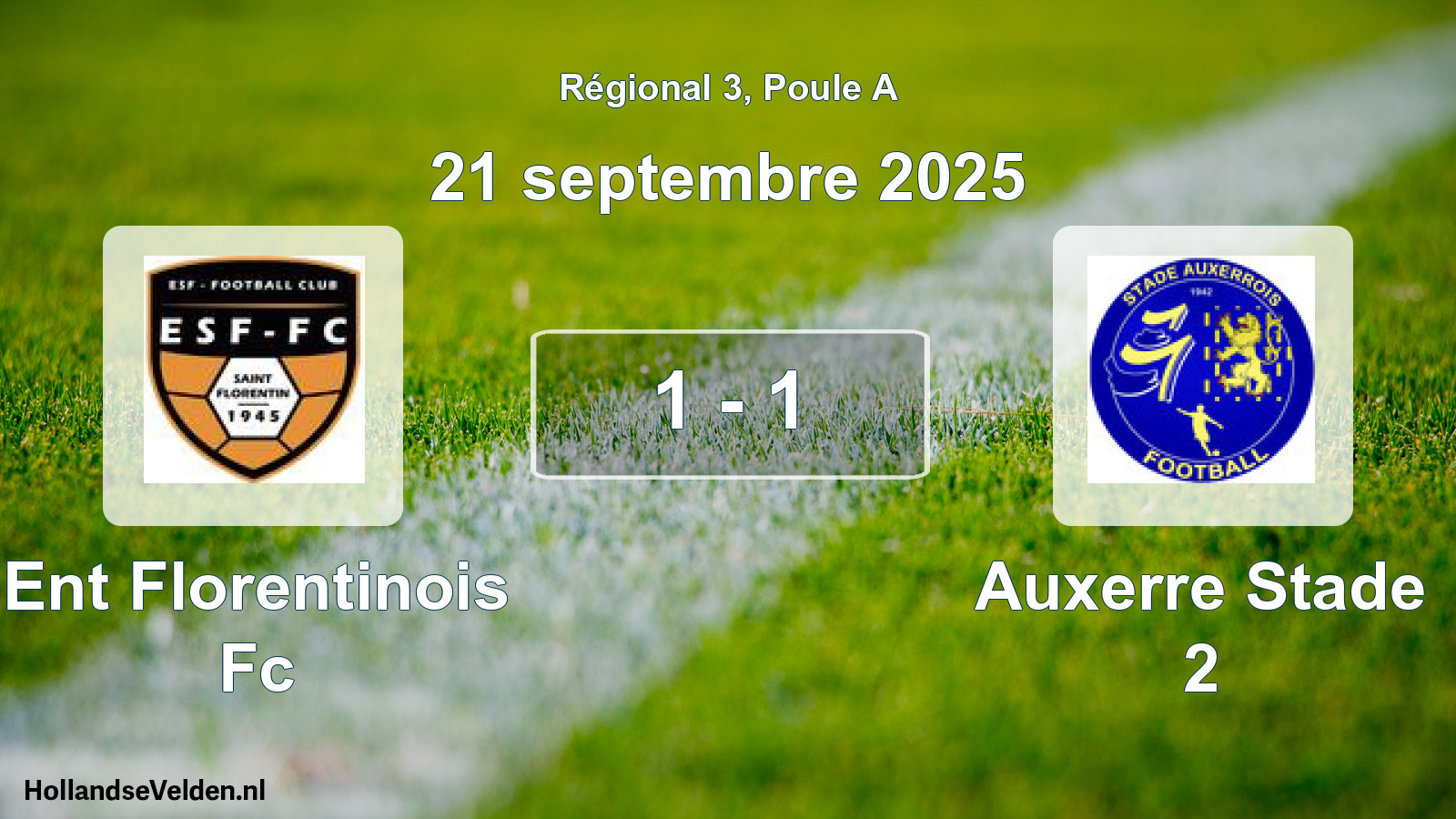 Gespeelde wedstrijd: Ent Florentinois Fc - Auxerre Stade 2 1 - 1 (21 september 2025)