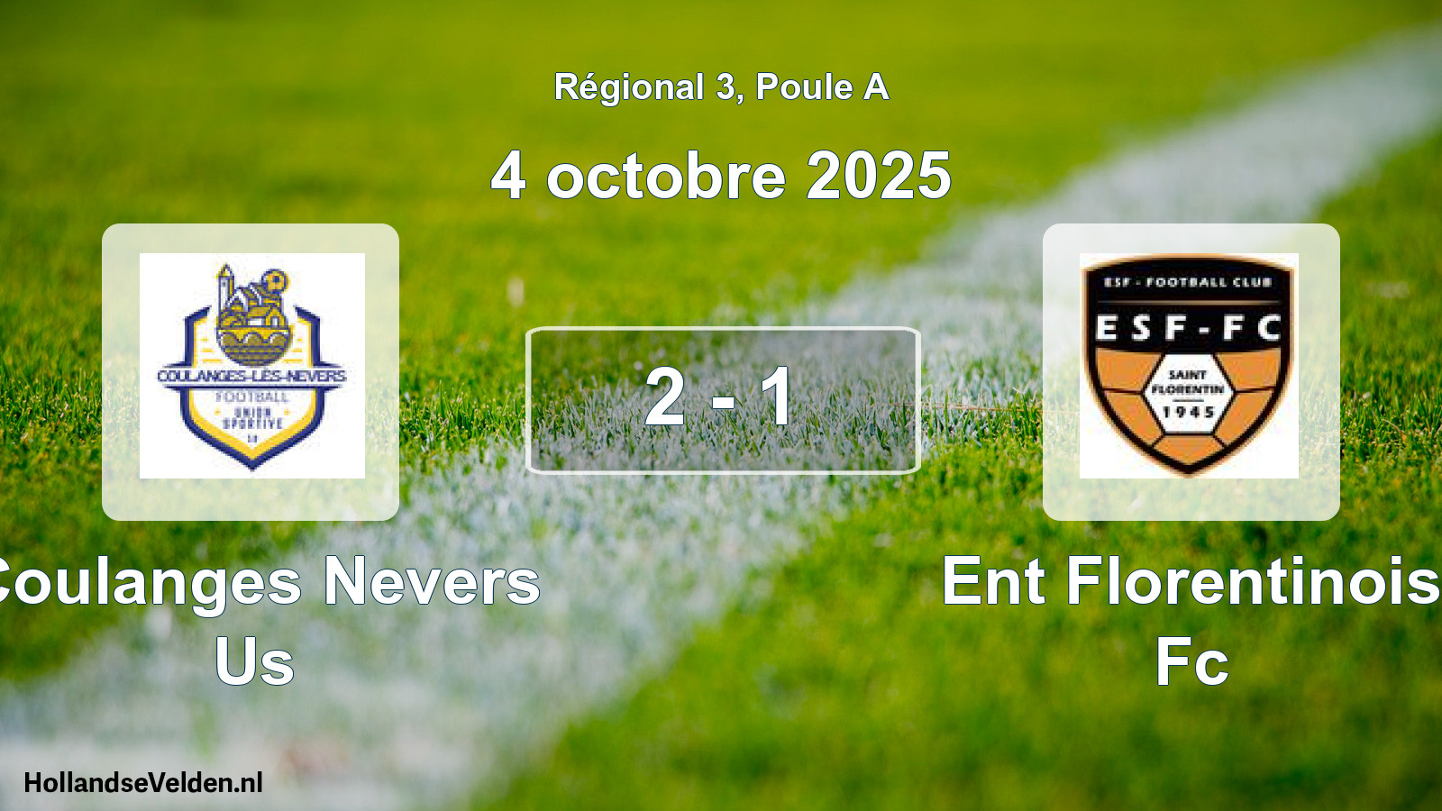 Gespeelde wedstrijd: Coulanges Nevers Us - Ent Florentinois Fc 2 - 1 (4 octobre 2025)