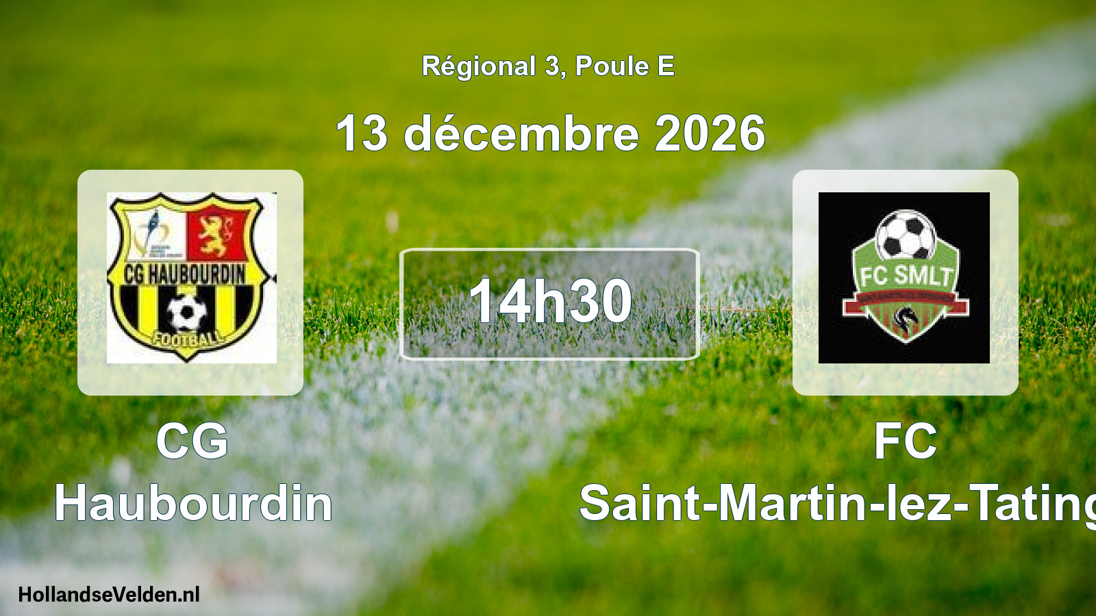 Scheduled Match: CG Haubourdin - FC Saint-Martin-lez-Tatinghem, (13 December 2026)