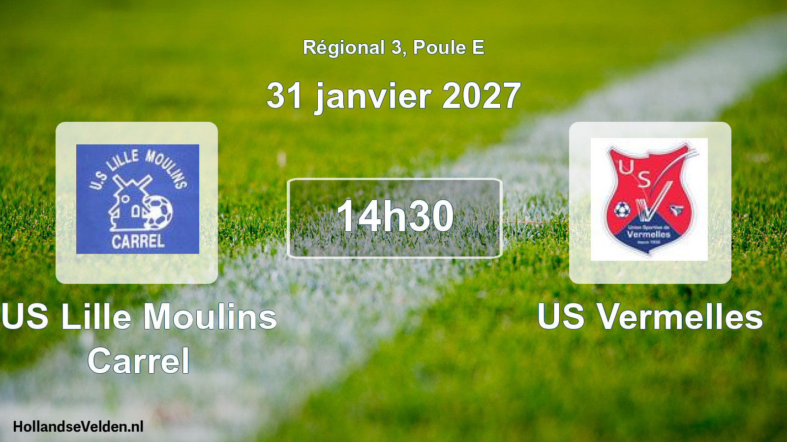 Match programmé: US Lille Moulins Carrel - US Vermelles (31 janvier 2027)