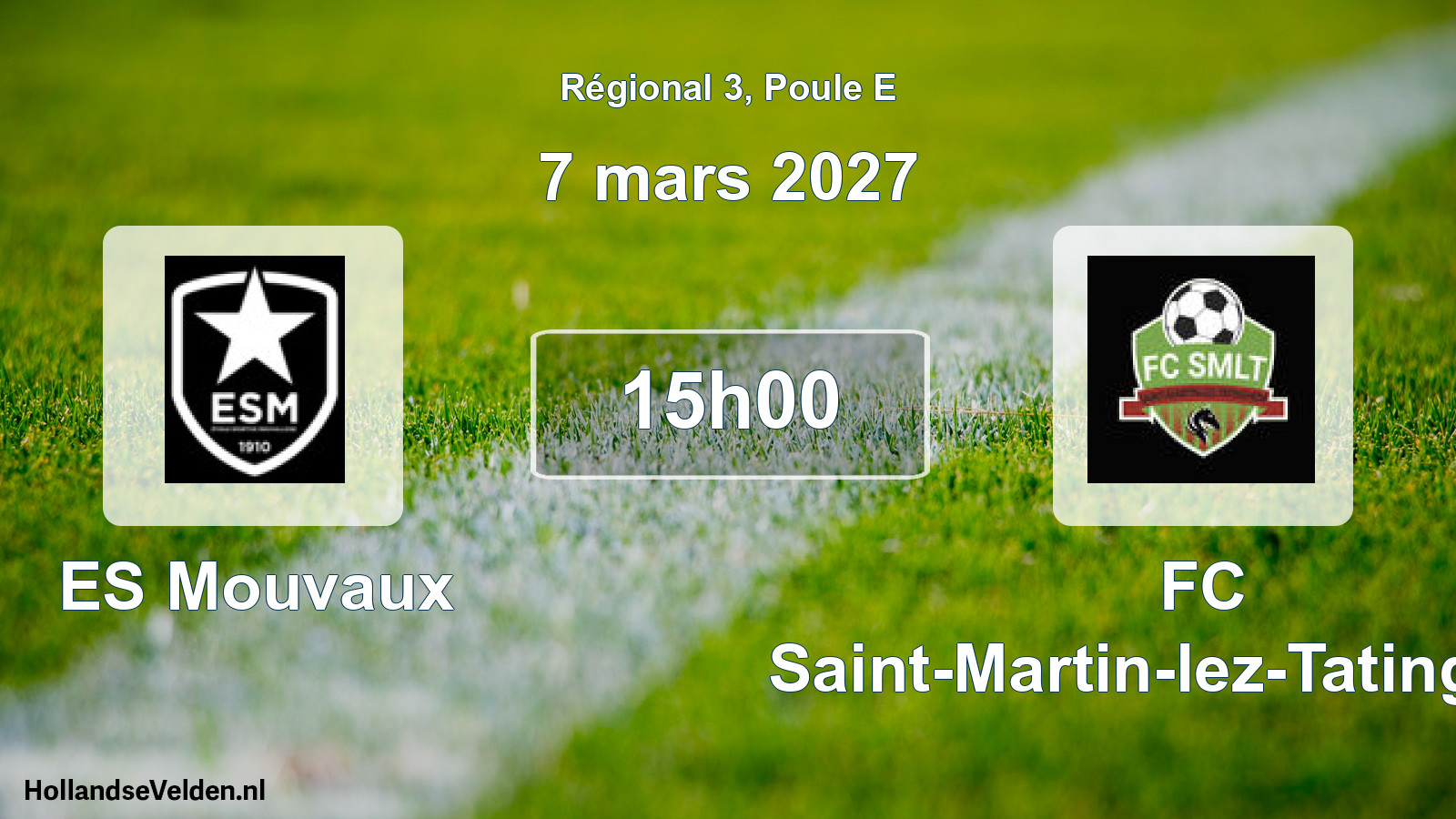 Match programmé: ES Mouvaux - FC Saint-Martin-lez-Tatinghem, (7 mars 2027)