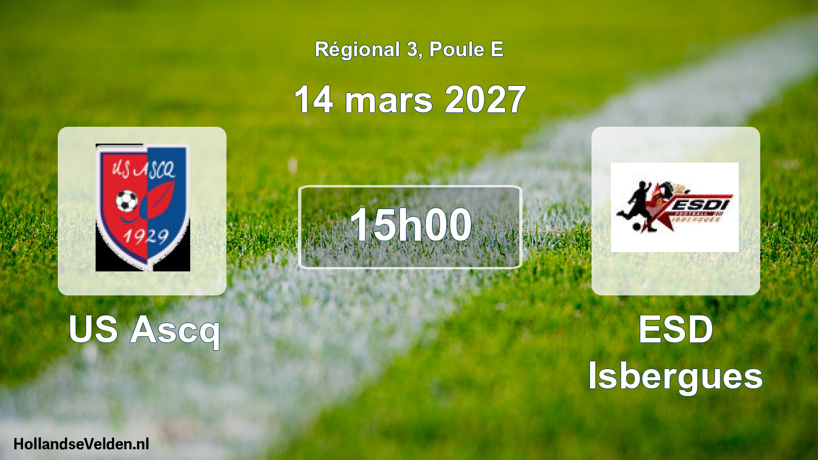 Match programmé: US Ascq - ESD Isbergues (14 mars 2027)