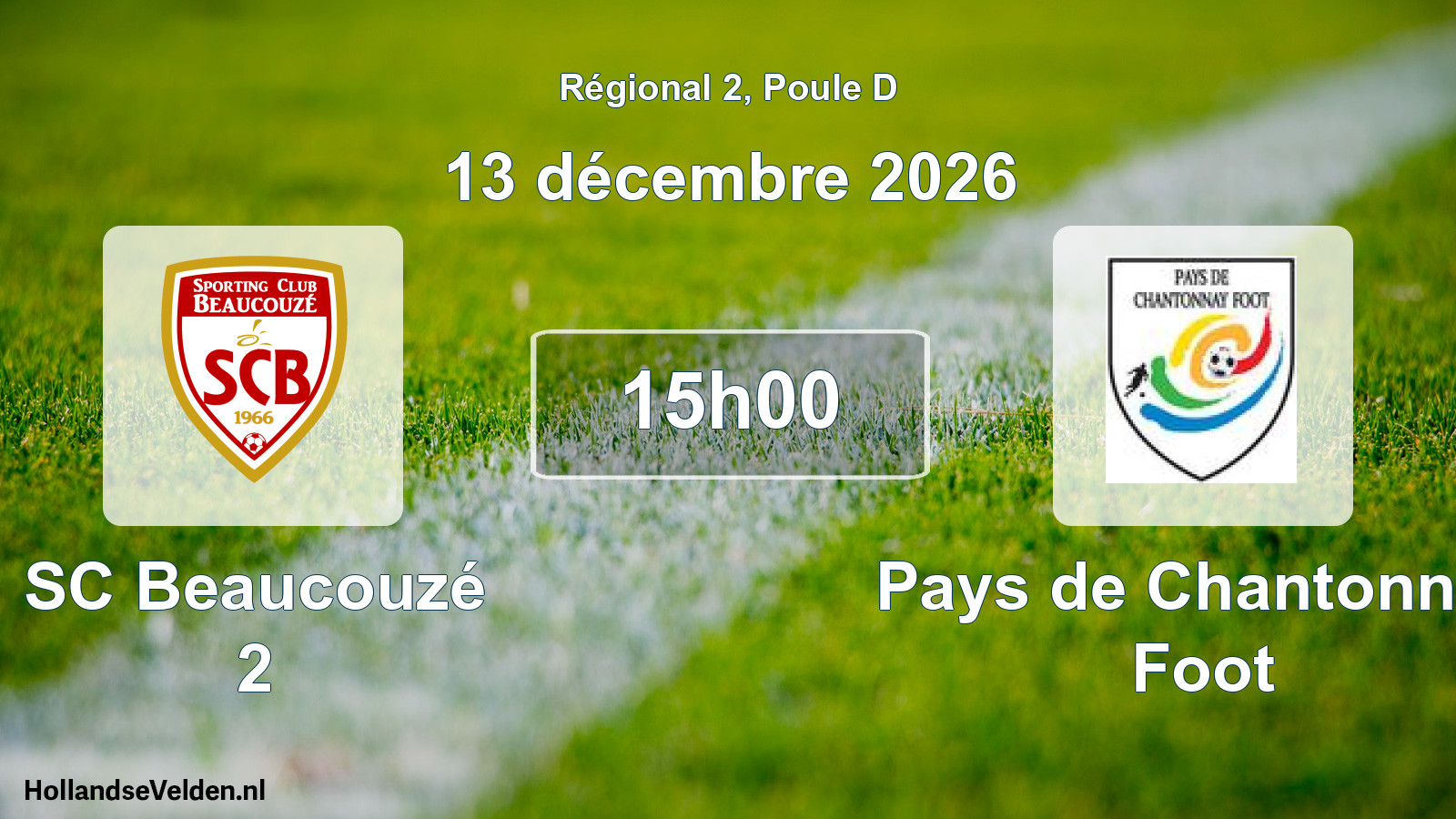 Scheduled Match: SC Beaucouzé 2 - Pays de Chantonnay Foot (13 December 2026)