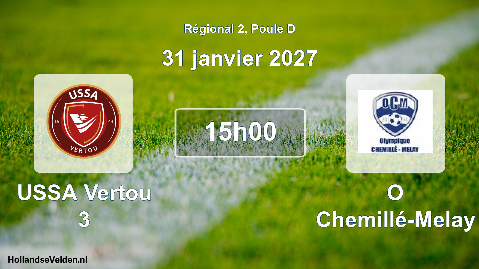 Match programmé: USSA Vertou 3 - O Chemillé-Melay (31 janvier 2027)