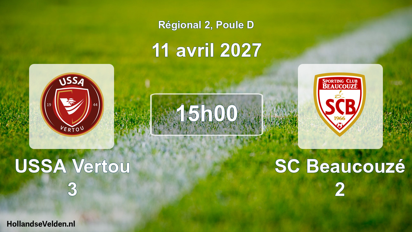 Match programmé: USSA Vertou 3 - SC Beaucouzé 2 (11 avril 2027)