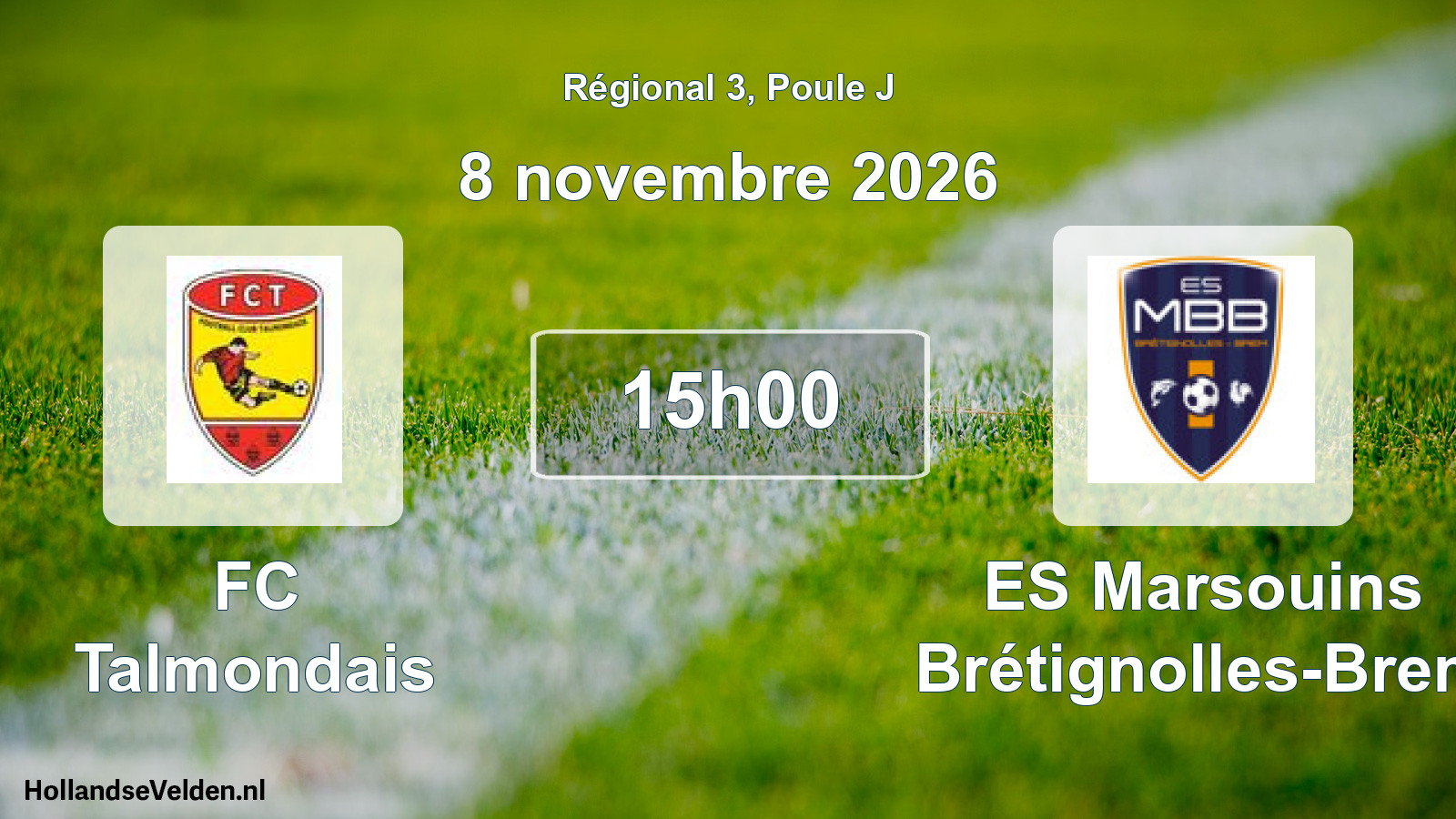 Match programmé: FC Talmondais - ES Marsouins Brétignolles-Brem (8 novembre 2026)