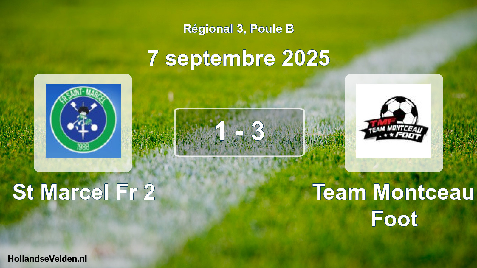 Gespeelde wedstrijd: St Marcel Fr 2 - Team Montceau Foot 1 - 3 (7 septembre 2025)