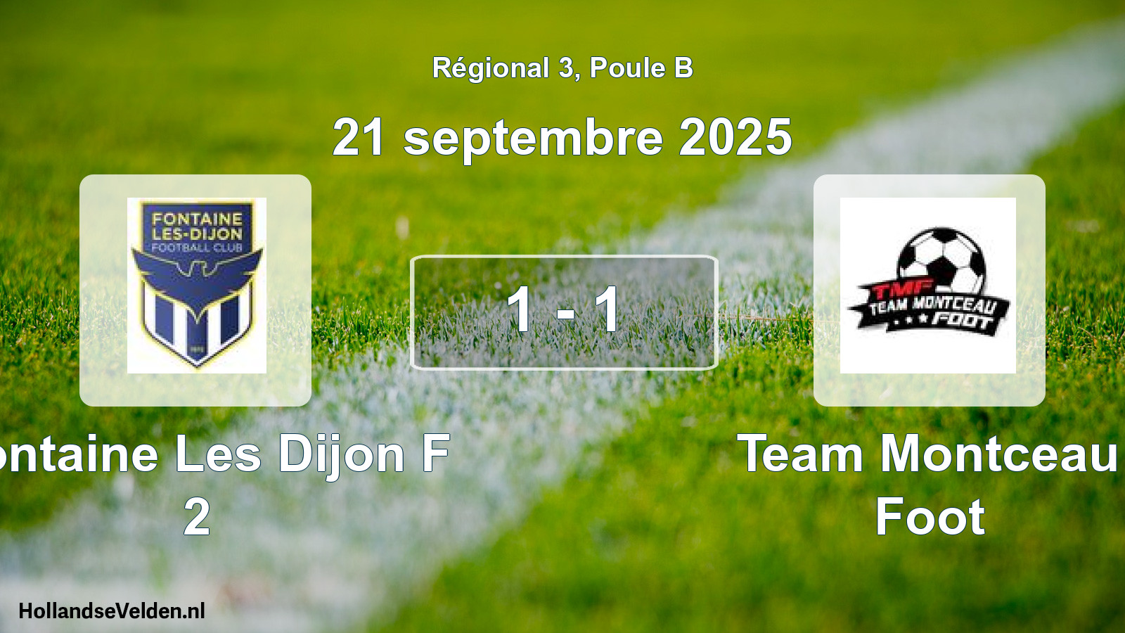 Gespeelde wedstrijd: Fontaine Les Dijon F 2 - Team Montceau Foot 1 - 1 (21 septembre 2025)