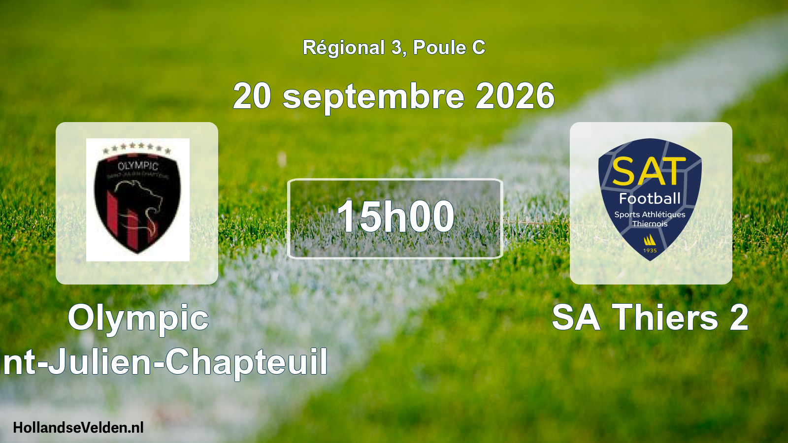 Match programmé: Olympic Saint-Julien-Chapteuil - SA Thiers 2 (20 septembre 2026)