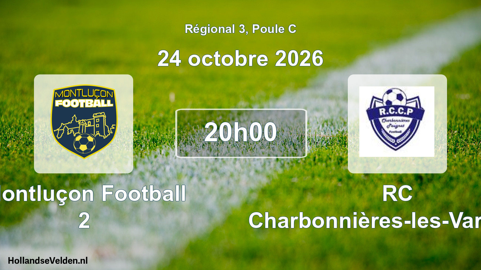 Match programmé: Montluçon Football 2 - RC Charbonnières-les-Varennes (24 octobre 2026)