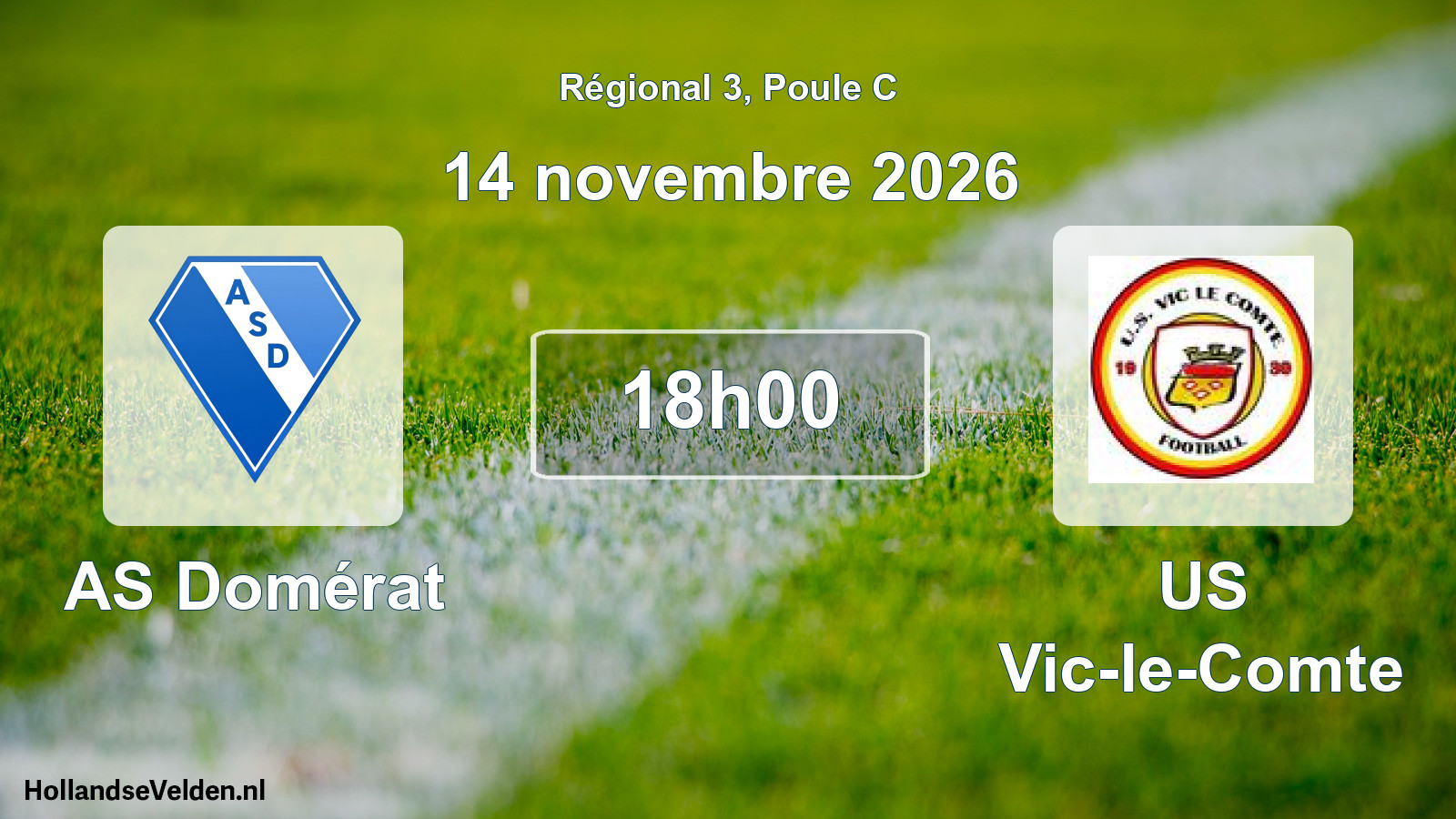 Match programmé: AS Domérat - US Vic-le-Comte (14 novembre 2026)