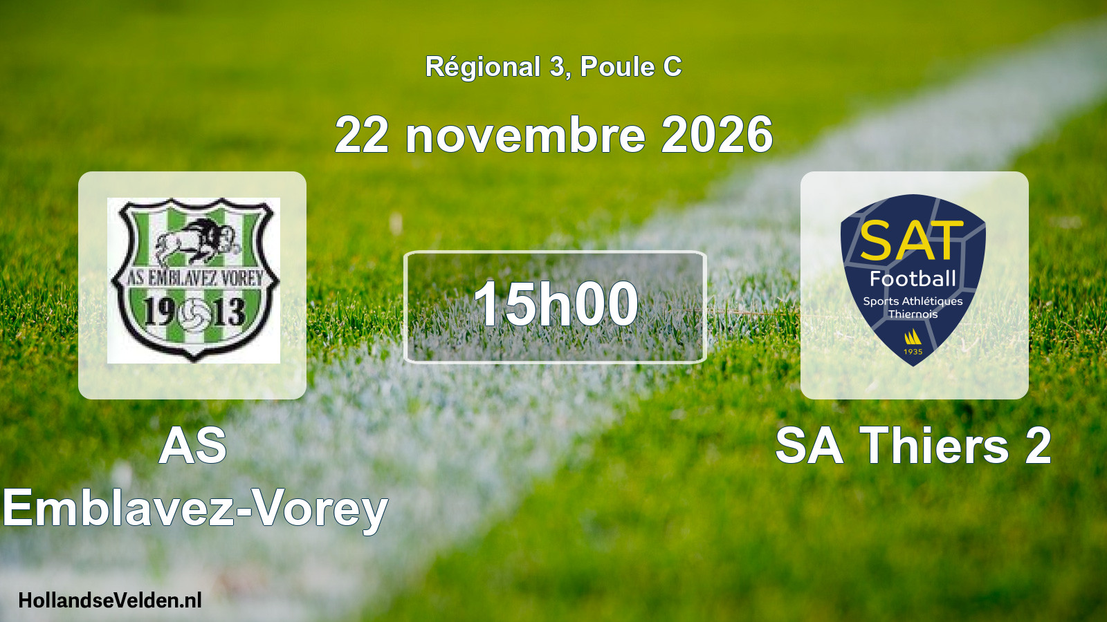 Match programmé: AS Emblavez-Vorey - SA Thiers 2 (22 novembre 2026)