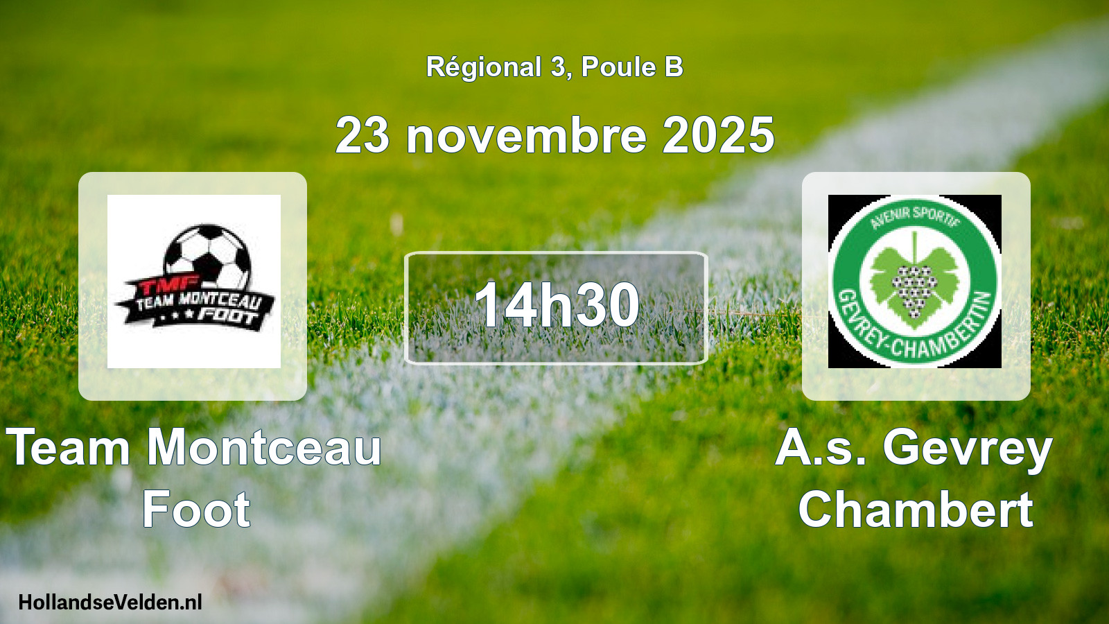Geplande wedstrijd: Team Montceau Foot - A.s. Gevrey Chambert (23 novembre 2025)