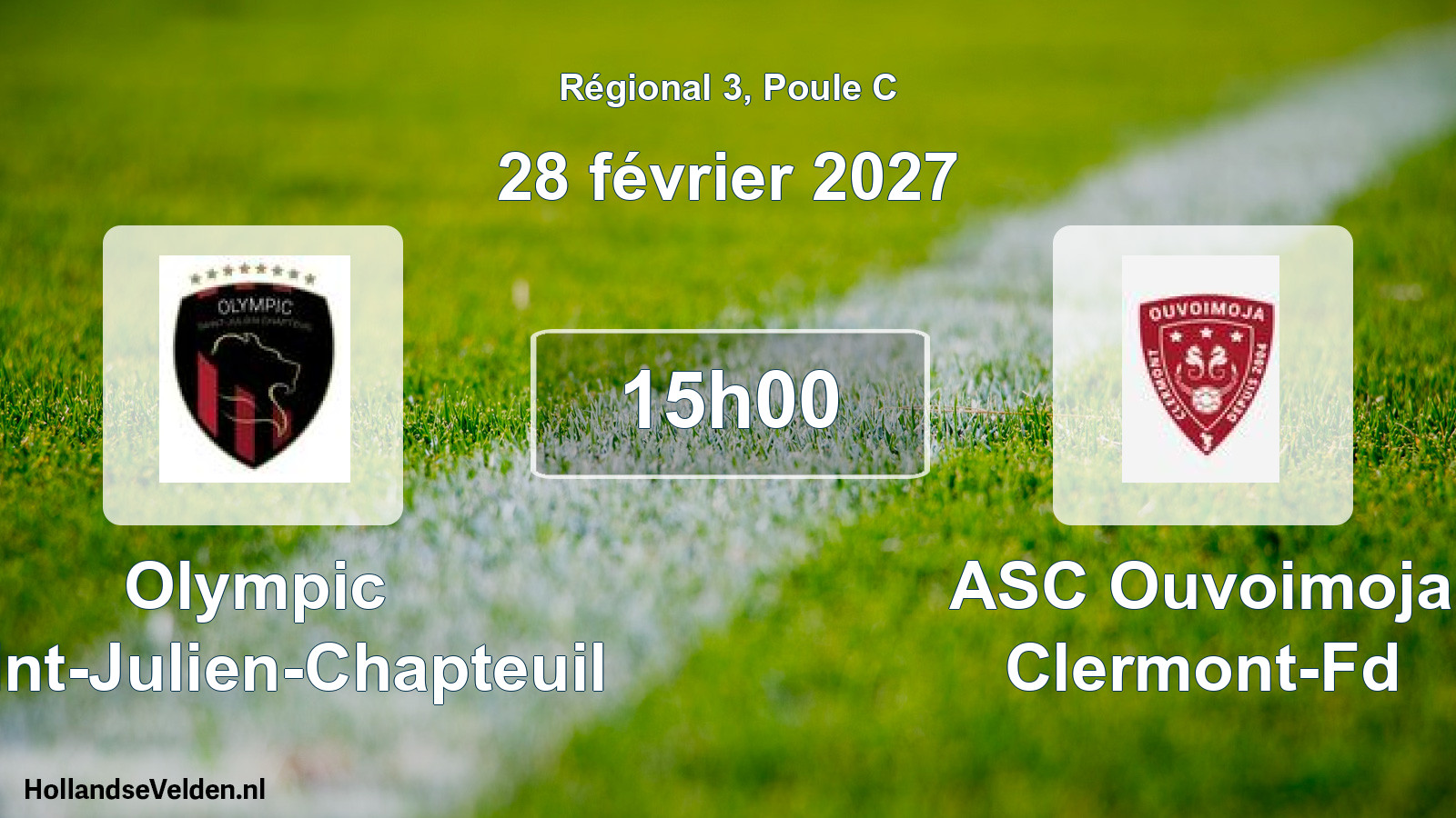 Match programmé: Olympic Saint-Julien-Chapteuil - ASC Ouvoimoja Clermont-Fd (28 février 2027)