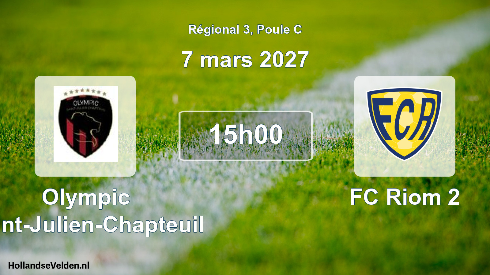 Match programmé: Olympic Saint-Julien-Chapteuil - FC Riom 2 (7 mars 2027)