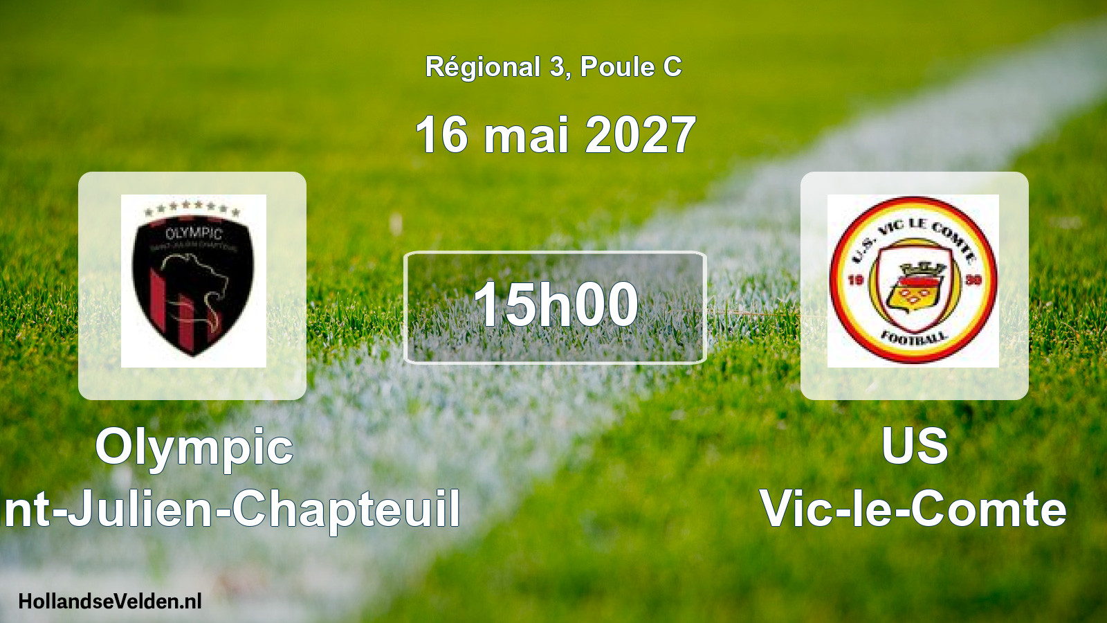 Match programmé: Olympic Saint-Julien-Chapteuil - US Vic-le-Comte (16 mai 2027)