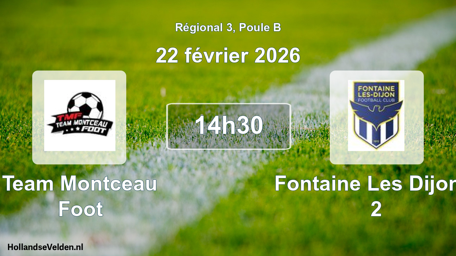 Geplande wedstrijd: Team Montceau Foot - Fontaine Les Dijon F 2 (22 février 2026)