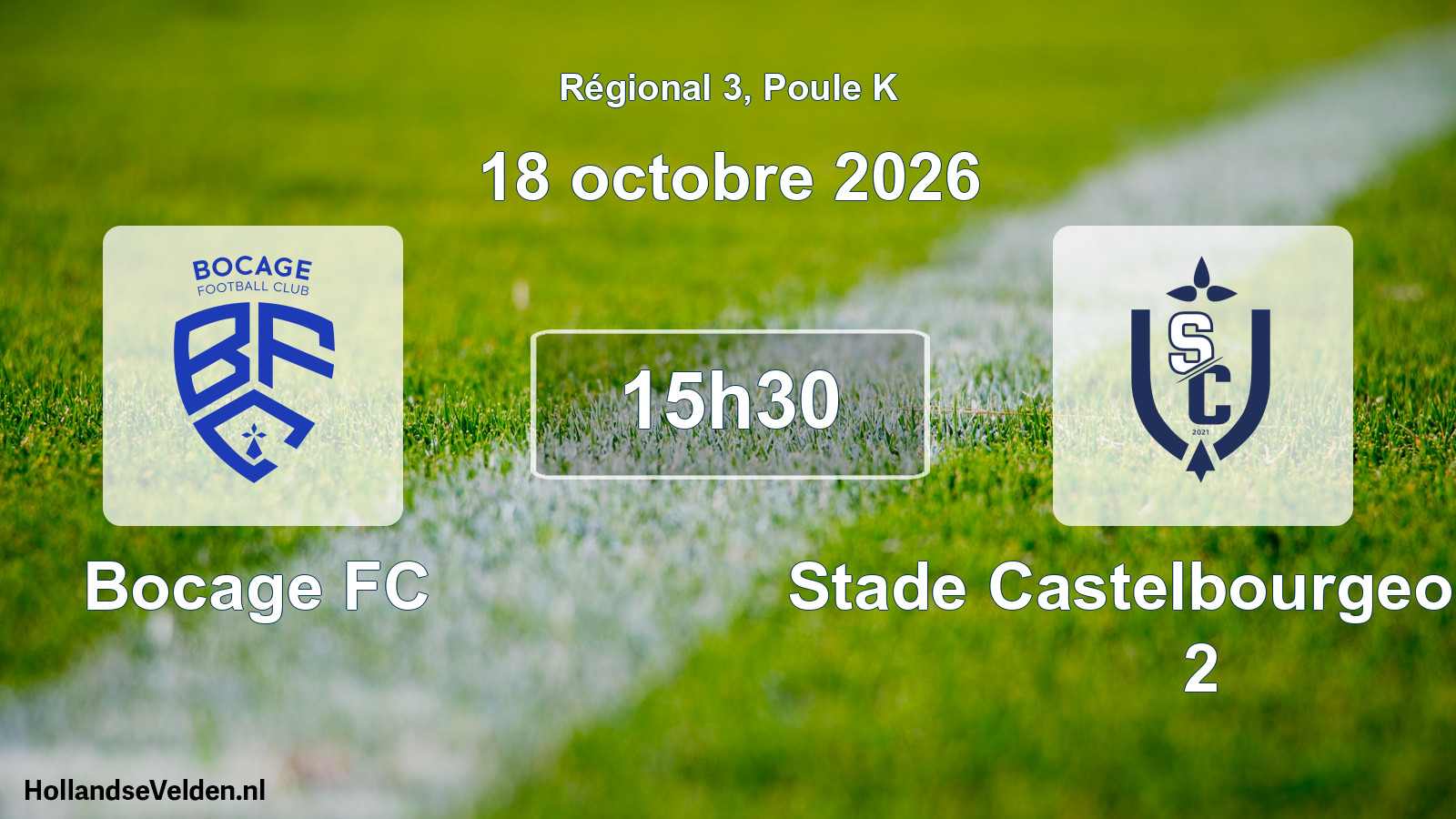 Match programmé: Bocage FC - Stade Castelbourgeois FC 2 (18 octobre 2026)