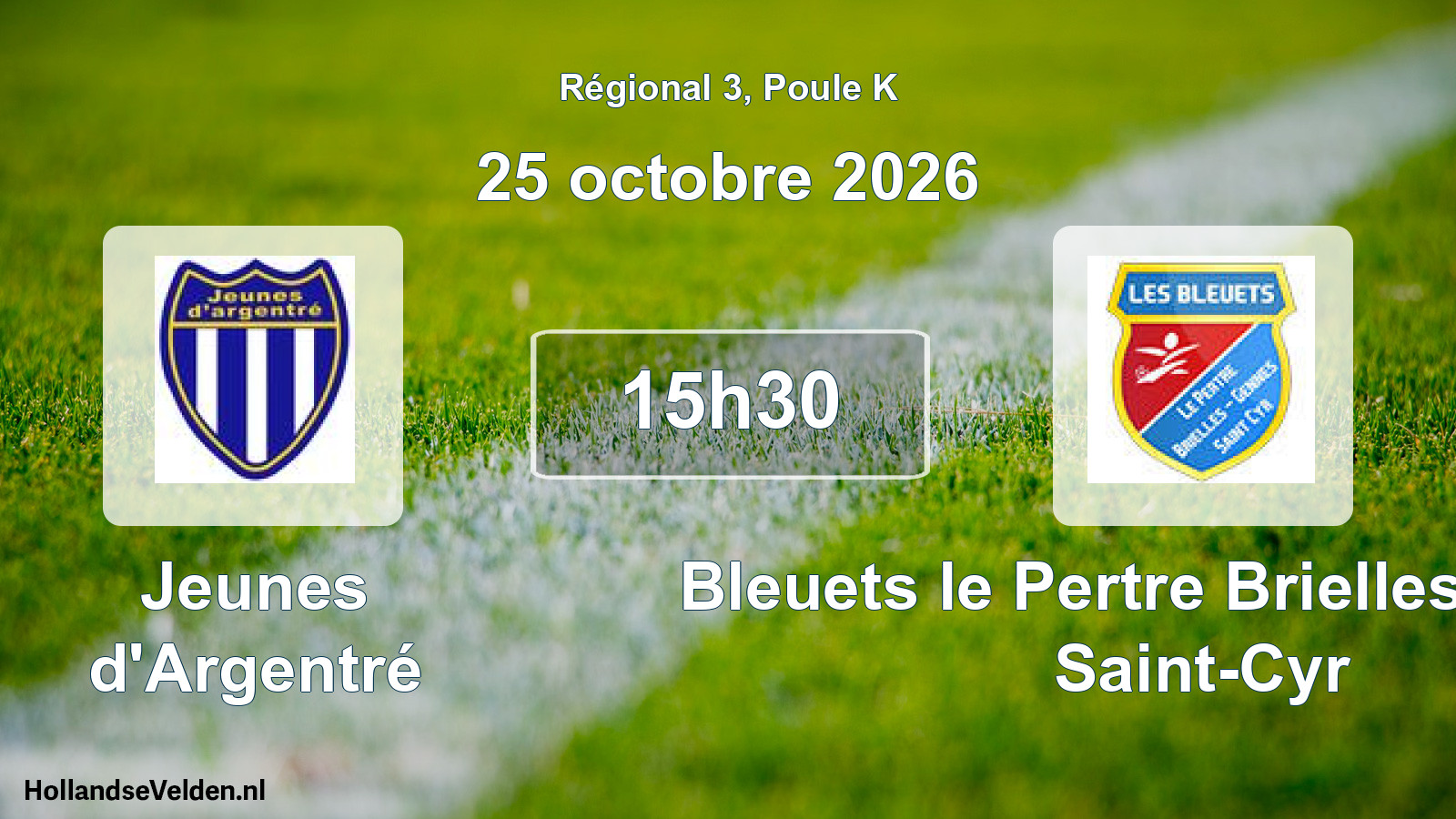 Match programmé: Jeunes d'Argentré - Bleuets le Pertre Brielles Gennes Saint-Cyr (25 octobre 2026)