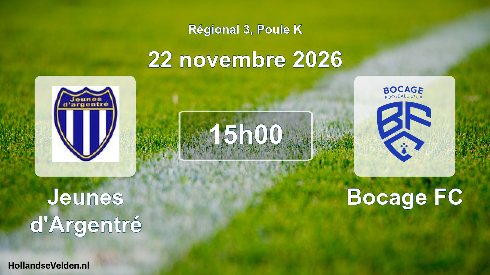 Match programmé: Jeunes d'Argentré - Bocage FC (22 novembre 2026)
