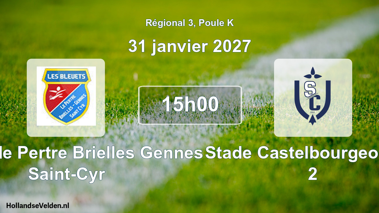 Scheduled Match: Bleuets le Pertre Brielles Gennes Saint-Cyr - Stade Castelbourgeois FC 2 (31 January 2027)