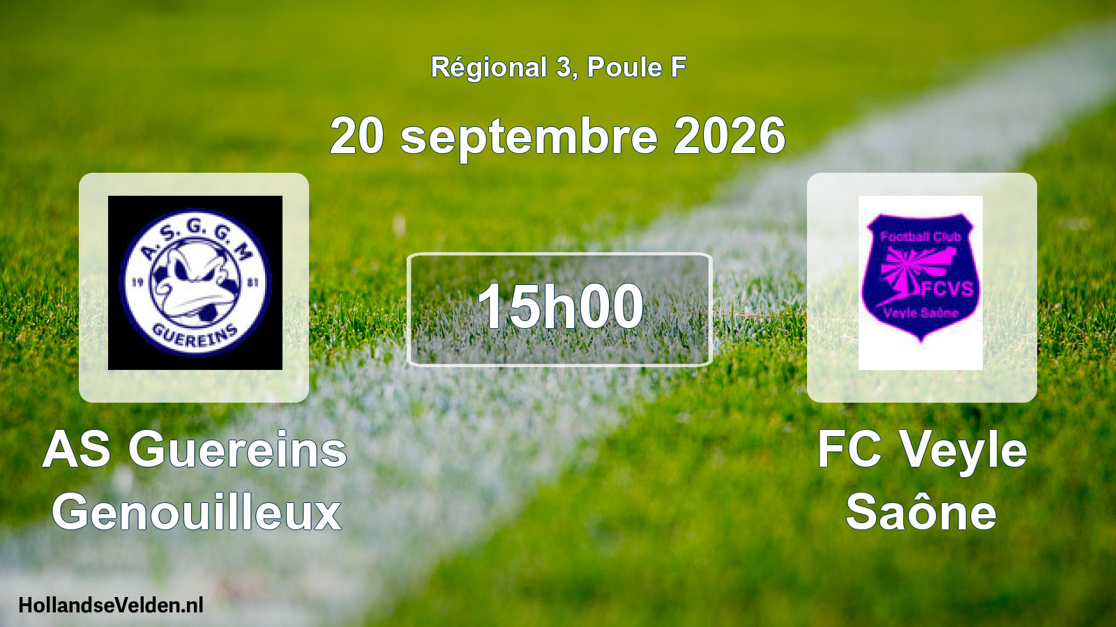 Match programmé: AS Guereins Genouilleux - FC Veyle Saône (20 septembre 2026)