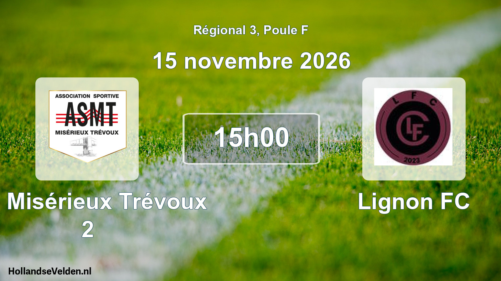 Match programmé: AS Misérieux Trévoux 2 - Lignon FC (15 novembre 2026)
