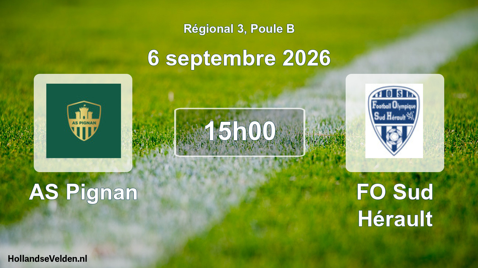 Match programmé: AS Pignan - FO Sud Hérault (6 septembre 2026)