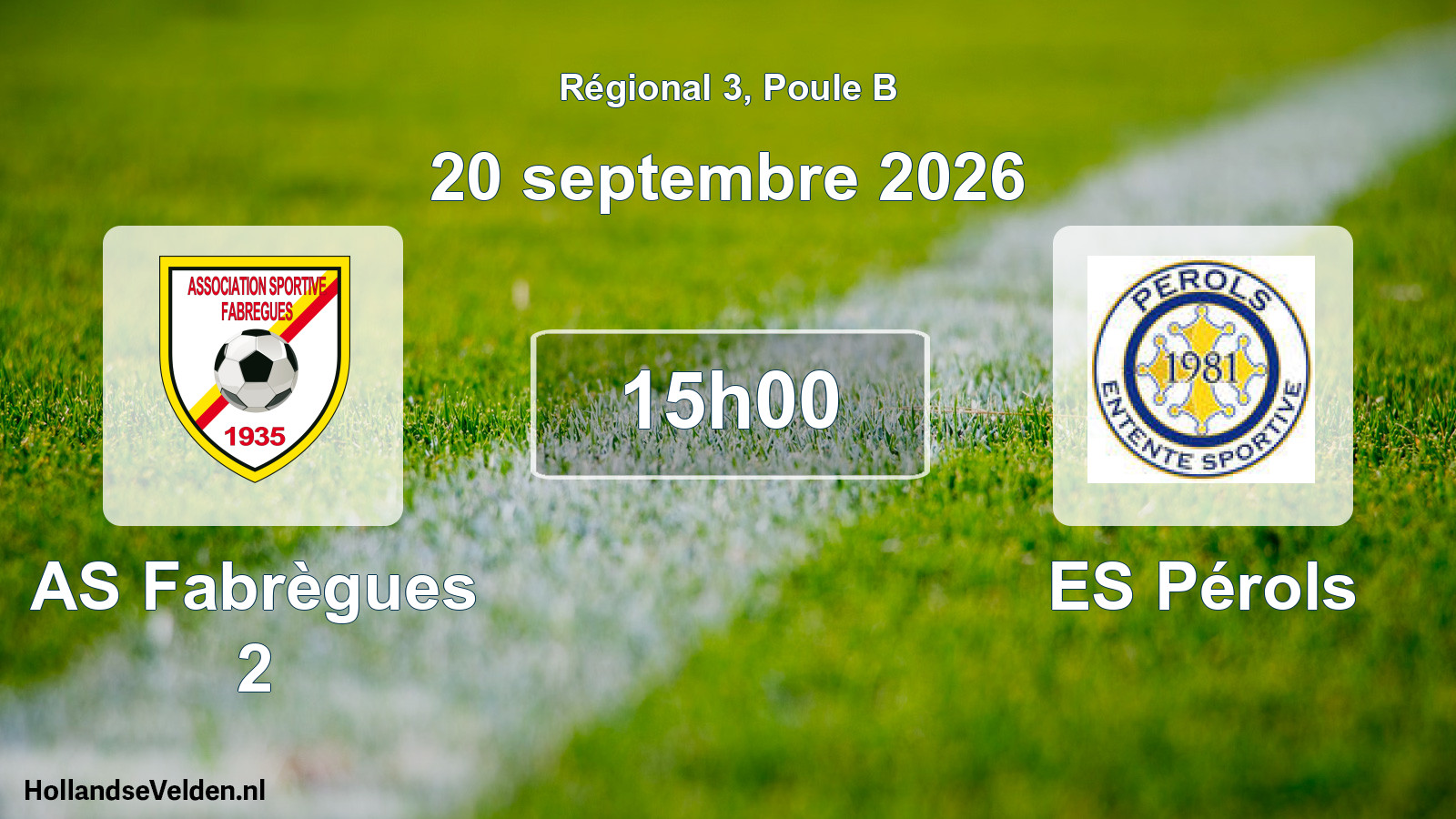 Match programmé: AS Fabrègues 2 - ES Pérols (20 septembre 2026)