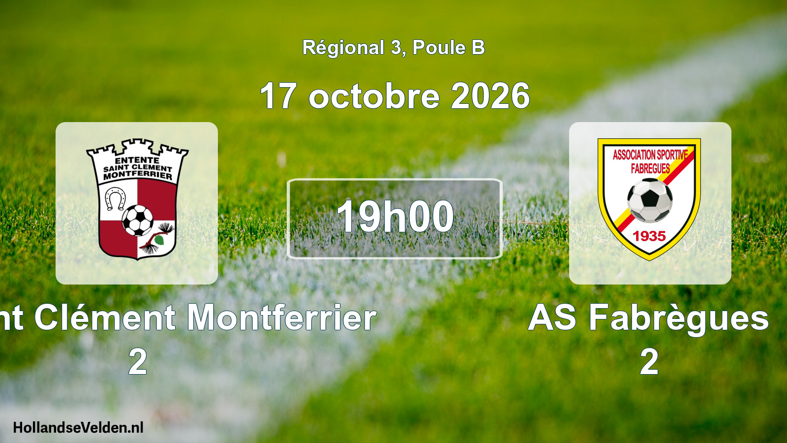 Match programmé: E Saint Clément Montferrier 2 - AS Fabrègues 2 (17 octobre 2026)
